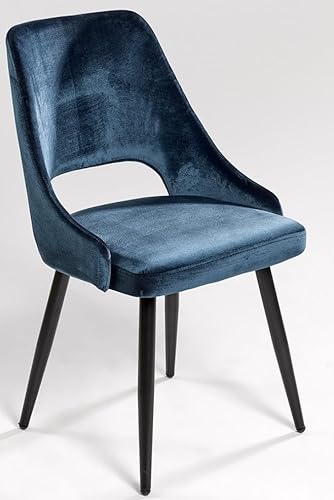 Samtstuhl - Stuhl für Esszimmer, Schlafzimmer, Büro, Reception, Wohnzimmer, Küche mit soliden Metallbeinen, robust - gut gepolsterter Sitz (blau) von Genérico