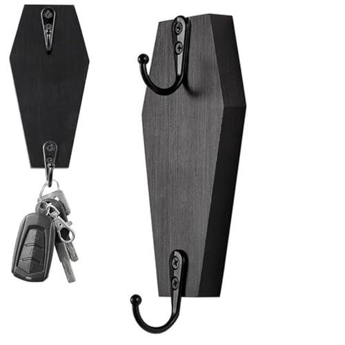 Sargförmiger Umhanghaken: Schlüsselhalter für Sarg an der Wand, gruselige gotische Heimdekoration | Schwarzer Holzbügel mit 4 Haken, Keyz Halloween-Ablage für Schlüssel, Sargförmiger Umhanghaken: Schlüsselhalter für Sarg an der Wand, gruselige gotische Heimdekoration | Schwarzer Holzbügel mit 4 Haken, Keyz Halloween-Ablage für Schlüssel, von Genérico