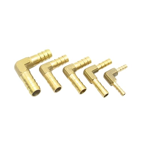 Schlauchbogen 4 mm, 5 mm, 6 mm, 8 mm, 10 mm, 12 mm, 14 mm, 16 mm und 19 mm, Messing-Zahnrohrverbinder-Adapter für Kraftstoff, Gas und Wasser (12 mm-8 mm) von Genérico