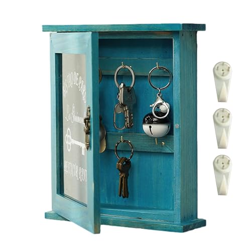 Schlüsselschrank - Schlüsselhalter zur Wandmontage | Schlüsselschrank aus Holz, Rustikaler Schlüsselkasten für Schlüssel, Schlüsselaufhänger mit spurlosen Nägeln, Schlüsselkasten für E von Genérico