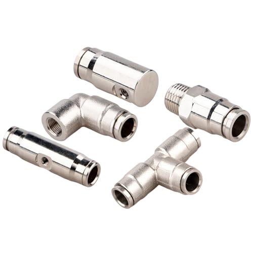 Schnellanschlussdüsen-Set: Hochdruckarmaturen aus Messing mit Zerstäubungskupplung und geraden Teeanschlüssen, robuste Verbindung, ideal für Wintervernebelung von Genérico