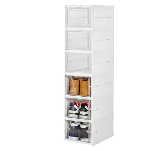 Schuhständer für den Eingangsbereich, stapelbarer Schuhschrank – transparente Box, faltbar, stapelbar, für Schlafzimmer und Zuhause von Genérico