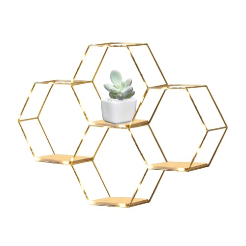 Sechseckige Wandwände: Wabenregale mit Lichtern, geometrische Wandregale, sechseckige Metalldekoration, Dekoration für Schlafzimmer, Bad, Küche, Wohnzimmer, Regale Sechseckige Wandwände: Wabenregale mit Lichtern, geometrische Wandregale, sechseckige Metalldekoration, Dekoration für Schlafzimmer, Bad, Küche, Wohnzimmer, Regale von Genérico