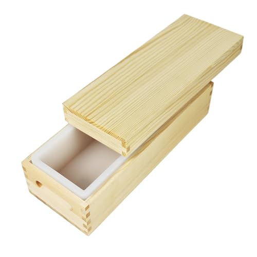 Seifenform, Holzbox mit flexibler und rechteckiger Silikonform für Seife, groß, 1300 ml, für die manuelle Herstellung von Schokolade und Desserts Seifenform, Holzbox mit flexibler und rechteckiger Silikonform für Seife, groß, 1300 ml, für die manuelle Herstellung von Schokolade und Desserts von Genérico