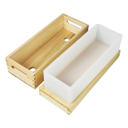 Seifenformen | Holzbox mit verlängerter Silikonform flexibel und rechteckig für Seife – 1300 ml Antihaftbeschichtung leicht zu entformen für Bastelarbeiten, Kuchen und Desserts Seifenformen | Holzbox mit verlängerter Silikonform flexibel und rechteckig für Seife – 1300 ml Antihaftbeschichtung leicht zu entformen für Bastelarbeiten, Kuchen und Desserts von Genérico