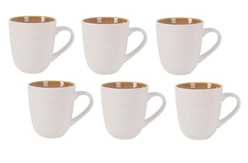 Set mit 6 Espressotassen | Keramiktassen mit mattem Emaille in Creme | Espresso-Set, geschnitten, Cappuccino, Cafe Latte, Mokka - Haus oder Gastronomie (Latte - 350 ml) von Genérico