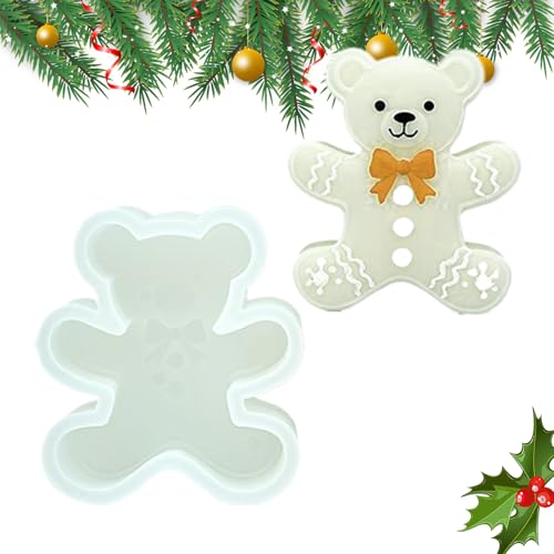 Silikonformen für Weihnachten, Lebkuchenform in Bärenform, antihaftbeschichtet und leicht zu entformen, Fondant-Dekoration, Schokolade, Kerzen, Cupcakes von Genérico