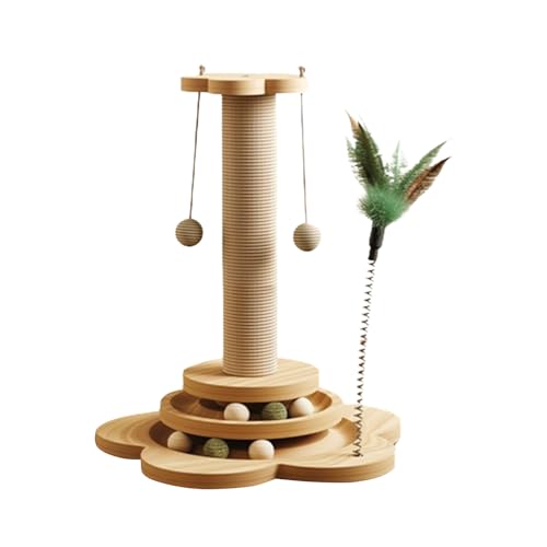Sisal Cat Scratcher Post-4-in-1 | Lange Kratzstämme für Katzenkratzbaum mit Sisal-Dangle-Kugel, interaktives Kletterspielzeug zum Spielen und von Genérico