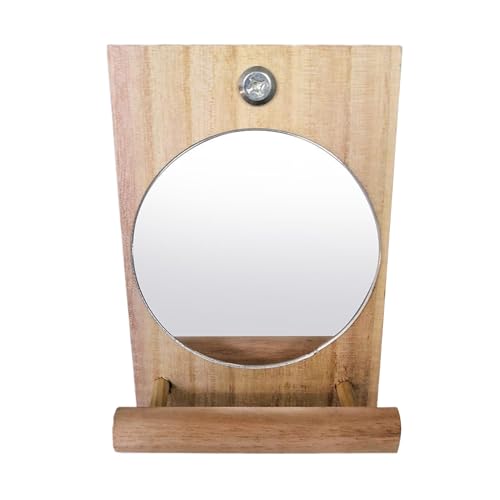 Spiegel für Vogelkäfige, Spiegel mit Ständer für Vögel, interaktive Holzbasis zum – Zubehör für Nymphensittiche, Kanarienvögel, Wellensittiche, Aras und von Genérico