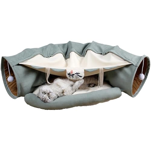 Spielzeugset für Bett und Tunnel für Katzen, Spielzeugbett für Katzentunnel, 2-in-1, zusammenklappbares Bett für Katzen, tragbares Katzenbett mit Tunnel, bequemes Bett Typ Tunnel für Haustiere Spielzeugset für Bett und Tunnel für Katzen, Spielzeugbett für Katzentunnel, 2-in-1, zusammenklappbares Bett für Katzen, tragbares Katzenbett mit Tunnel, bequemes Bett Typ Tunnel für Haustiere von Genérico