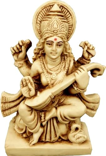 Statue Saraswati Skulptur Hindu Göttin des Wissens Musik, Lernkunst, Kunst, Kunst, Weisheit - H 11 x 8 x 3,5 cm von Generico