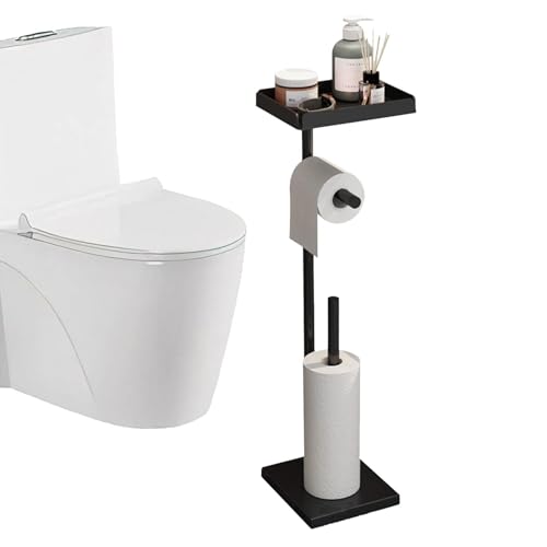 Stehender Toilettenpapierhalter – Papierrollenhalter für Badezimmer mit Ablagefach | glatte abnehmbare Stoffrollen unterstützen Küche und Bad von Genérico