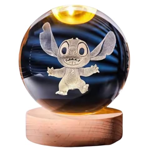 Genérico 3D-Stitch-Lampe blau – Kristallkugel mit LED-Licht – Geschenk für Fans und Sammler – originelle Jugenddekoration von Genérico