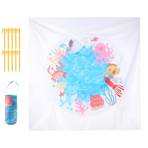 Strandpool – Faltbarer Pool und Stranddecke mit Aufbewahrungstasche, Pool Insuflável Cores Com Base Insuflável, Befestigung für Camping, Garten, Urlaub, Picknick, Familie von Genérico
