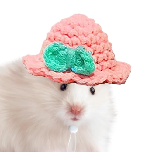 Strickhüte für kleine Tiere, Hamster-Strick-Hut | Haustier-Kopfschirm aus Strick, Tiny Hamster Have Hut | Bunte Tierkleidung mit verstellbarem Kostümzubehör von Genérico