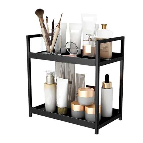 Sumini Kleines aus Holz, Schreibtischregal, freistehend, 2-stöckig, mit stabiler Struktur, Küchenregal für Kosmetik von Genérico