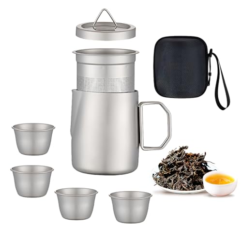 Teeset für Erwachsene | 4 Teetassen mit Teesieb und Teesieb, tragbare Tasse 5 cl für Zuhause, Innenbereich, Camping, Wandern, Reisen, Picknick Teeset für Erwachsene | 4 Teetassen mit Teesieb und Teesieb, tragbare Tasse 5 cl für Zuhause, Innenbereich, Camping, Wandern, Reisen, Picknick von Genérico