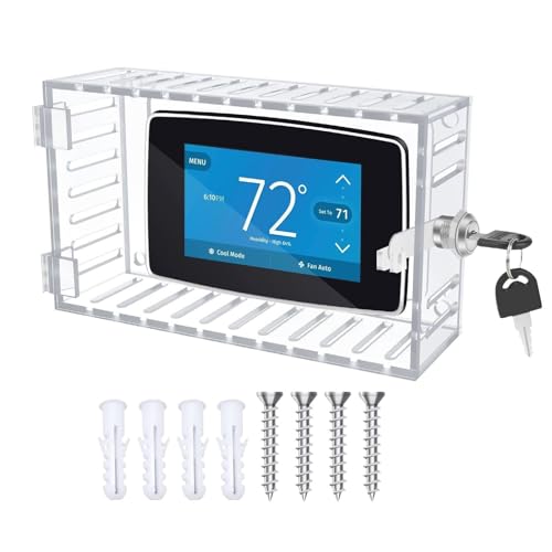 Thermostatabdeckung - Universal Thermostat-Verriegelungsbox mit Schlüssel | Wandmontierte Acryl-Thermostat-Schutzabdeckung, Safe-Box mit transparentem Thermostat Thermostatabdeckung - Universal Thermostat-Verriegelungsbox mit Schlüssel | Wandmontierte Acryl-Thermostat-Schutzabdeckung, Safe-Box mit transparentem Thermostat von Genérico