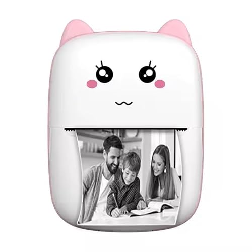 Tragbarer Mini-Thermodrucker, Set mit 13 Papierrollen und 12 Acrylstiften, kompatibel mit iPhone und Android, Weiß und Rosa von Genérico