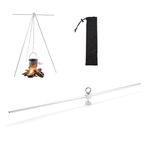 Tripod Stand: Verstellbare Grillstative für Outdoor-Kochen, zusammenklappbarer Stahlrahmen | hängender Dutch Oven Kuchen | Stativ-Kochausrüstung, Kompakter Kochtopf, Trip von Genérico