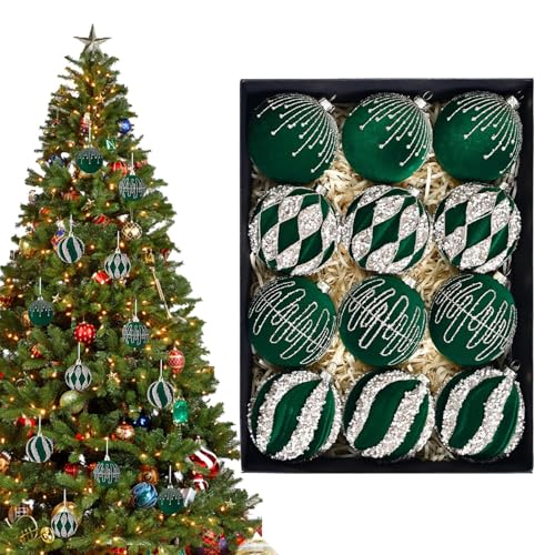 Velvet Balls for Christmas Tree, Seasonal Holiday Home Decor For Indoor, 12 Stück Velvet Balls Christmas Decoration, Outdoor Party Bedroom Living Room Kitchen Table Tischdecke Garland von Genérico
