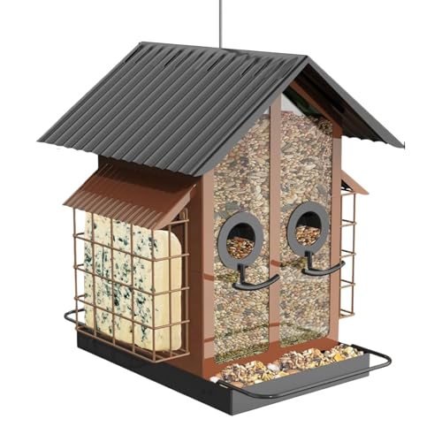 Vogelfutterspender aus Acryl mit Doppeldach, wetterfestes Vogelfutter für den Garten, Hinterhof, robuste Futterlösung Vogelfutterspender aus Acryl mit Doppeldach, wetterfestes Vogelfutter für den Garten, Hinterhof, robuste Futterlösung von Genérico