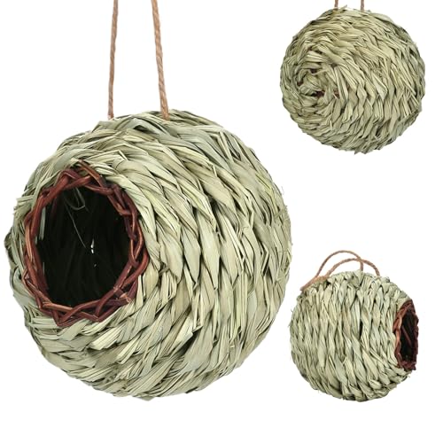 Vogelhäuser | Vogelhaus für den Außenbereich in Kugelform, natürliche handgewebte Tierhütte, Vogelhaus, hängende Dekoration für den Außenbereich, Garten, Balkon und Bäume von Genérico