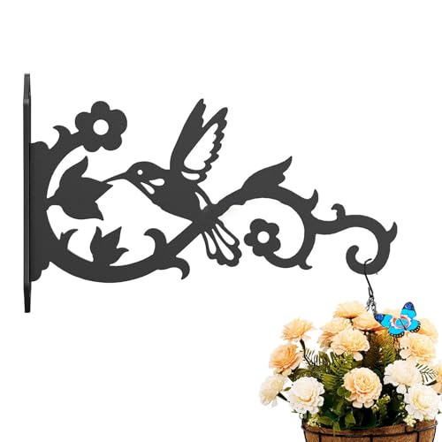 Wand-Pflanzenhaken | Schwerer Wand-Pflanzenhaken mit Kolibri in Kolibri | rustikale dekorative Halterung für Innen- und Außendekoration, Wohnzimmer B von Genérico