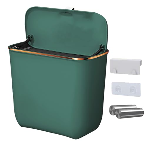 Wandmontierter Abfallbehälter - Abfallbehälter mit Deckel - 7 Liter Abfallkorb für das Badezimmer | Mülleimer mit Taschen | Vielseitiger Komposteimer | Mülleimer für den von Genérico