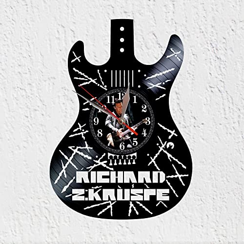 Wanduhr in Form einer elektrischen Gitarre Richard Z. Kruspe Musikinstrument Rock Heavy Metall, Dekoration von Vinyl, Schwarz, Ggizda-018, 12'' von VINY WOODY