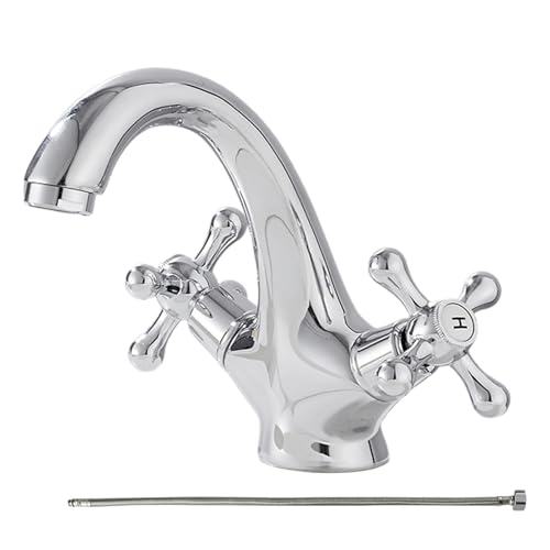 Waschbeckenarmatur - Badarmatur | Wasserhahn | Badarmatur aus Messing | Doppelgriff Einlochmischer mit 60 cm Schlauch | Ersatz für heißes Wasser Waschbeckenarmatur - Badarmatur | Wasserhahn | Badarmatur aus Messing | Doppelgriff Einlochmischer mit 60 cm Schlauch | Ersatz für heißes Wasser von Genérico