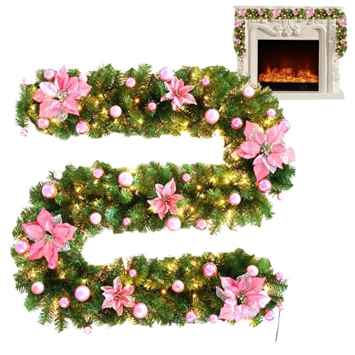 Weihnachtsgirlande aus Rattan, Weihnachtsgirlande mit künstlichen LEDs, 2,9 m, Weihnachtsdekoration mit roten , batteriebetriebene Rattan-Girlande, Treppendekoration Weihnachtsgirlande aus Rattan, Weihnachtsgirlande mit künstlichen LEDs, 2,9 m, Weihnachtsdekoration mit roten , batteriebetriebene Rattan-Girlande, Treppendekoration von Genérico