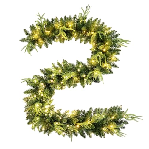 Weihnachtsgirlande mit Lichtern, Kieferngirlande, künstliche Weihnachtsgirlande, batteriebetrieben, Weihnachtsgirlande für den Innenbereich, Weihnachtsbeleuchtung mit Weihnachtsgirlande mit Lichtern, Kieferngirlande, künstliche Weihnachtsgirlande, batteriebetrieben, Weihnachtsgirlande für den Innenbereich, Weihnachtsbeleuchtung mit von Genérico