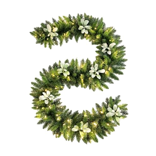 Weihnachtsgirlande mit Lichtern, Kieferngirlande, künstliche Weihnachtsgirlande, batteriebetrieben, Weihnachtsgirlande für den Innenbereich, Weihnachtsbeleuchtung mit von Genérico