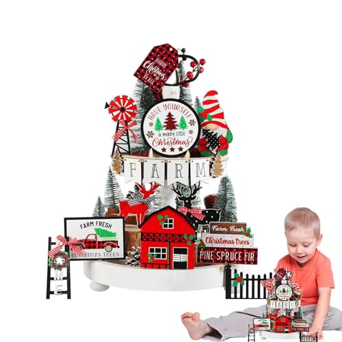 Weihnachtstablett-Dekorationsset, Weihnachts-Stufen-Tablett-Set, 17 Tischaufsätze für Weihnachtsbaum, Wintertablett-Dekorationen, rustikale Dekoration für Zuhause Weihnachtstablett-Dekorationsset, Weihnachts-Stufen-Tablett-Set, 17 Tischaufsätze für Weihnachtsbaum, Wintertablett-Dekorationen, rustikale Dekoration für Zuhause von Genérico