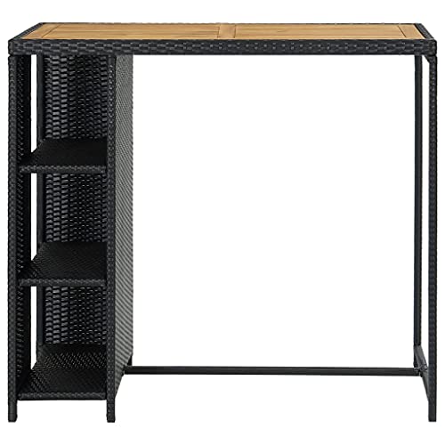 Wenjingqi 313478 Bartisch EST Aufbewahrung, 120 x 60 x 110 cm, Polyrattan, Schwarz von Genérico