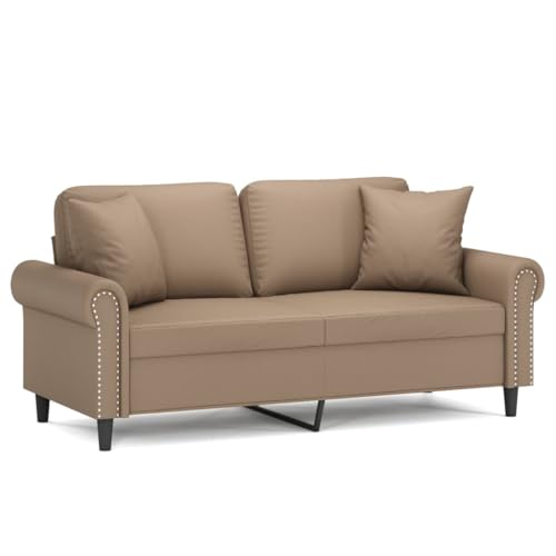 Wenjingqi 3200934 2-Sitzer-Sofa mit Kissen, Kunstleder, Cappuccino, 140 cm, Braun von Genérico