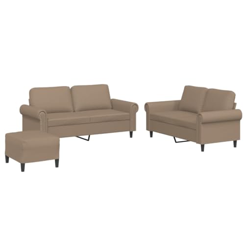 Wenjingqi 3202159 Sofa-Set mit Kissen, 3-teilig, Kunstleder, Cappuccino, Braun von Genérico