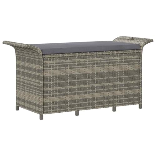 Wenjingqi 363418 Gartenbank mit Kissen, Polyrattan, Grau, 116 x 46 x 57 cm, Grau von Genérico