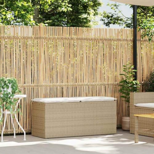 Wenjingqi 4104149 Gartenbank mit Kissen, Polyrattan, Beige, 110 x 40 x 44 cm, Beige von Genérico