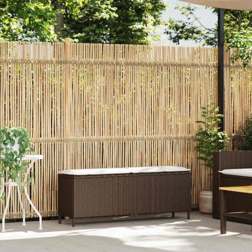 Wenjingqi 4104156 Gartenbank mit Kissen, Grau, 110 x 30 x 40,5 cm, Polyrattan von Genérico