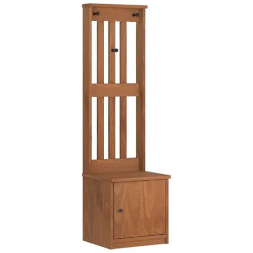 Wenjingqi Eingangsgarderobe Sandens, 45 x 40 x 159,5 cm, massives Kiefernholz, Braun 4010484 von Genérico