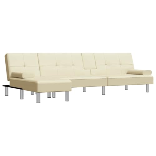 Wenjingqi Schlafsofa L-Form, Kunstleder, cremefarben, 255 x 140 x 70 cm, Creme 3157266 Wenjingqi Schlafsofa L-Form, Kunstleder, cremefarben, 255 x 140 x 70 cm, Creme 3157266 von Genérico