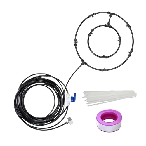 Zerstäuber-Set für Ventilator, Außenkühlung mit Zerstäubern, Wasserzerstäuber mit großer Abdeckung für Garten, Terrasse, Grill, von Genérico