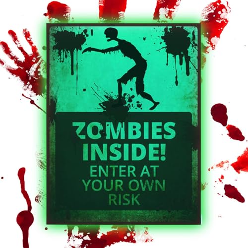 Zombie Zone Achtung vor Schildern: Halloween-Dekoration aus Vinyl, leuchtend, gruselig, Warnung vor Angst | Wand-Zubehör mit großem Detail Zombie Zone Achtung vor Schildern: Halloween-Dekoration aus Vinyl, leuchtend, gruselig, Warnung vor Angst | Wand-Zubehör mit großem Detail von Genérico