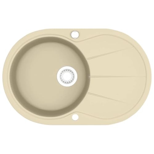 wenjingqi 144866 Granitspüle mit einem ovalen Becken, beige von Genérico