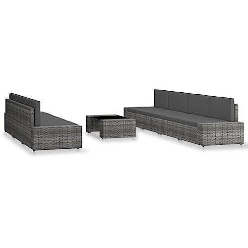 wenjingqi 3054603 Gartenmöbel-Set, 8-teilig, Polyrattan, Grau von Genérico