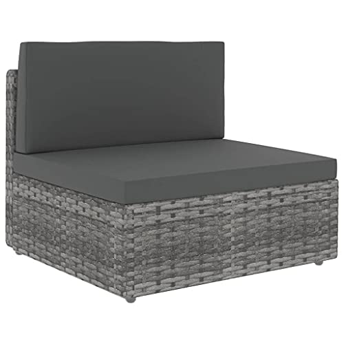 wenjingqi 3067188 Gartenmöbel-Set, 14-teilig und Kissen, Polyrattan, Grau von Genérico