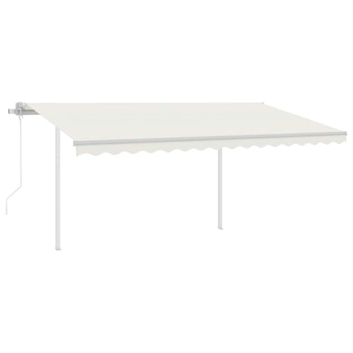 wenjingqi 3069947 Automatische einziehbare Markise mit cremefarbenen Pfosten, 4 x 3 m von Genérico