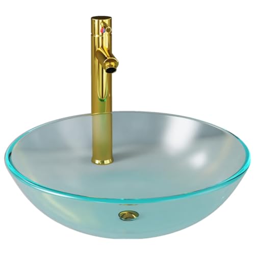 wenjingqi 3098446 Waschtischarmatur und Ablaufgarnitur aus mattiertem gehärtetem Glas von Genérico